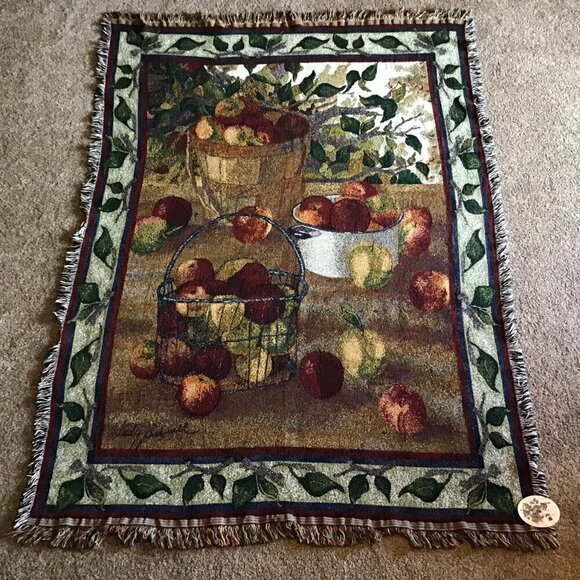 Judy Buswell Multicolor Apples Design Decorative Throw Blanket - Cotton - Picture 2 of 8